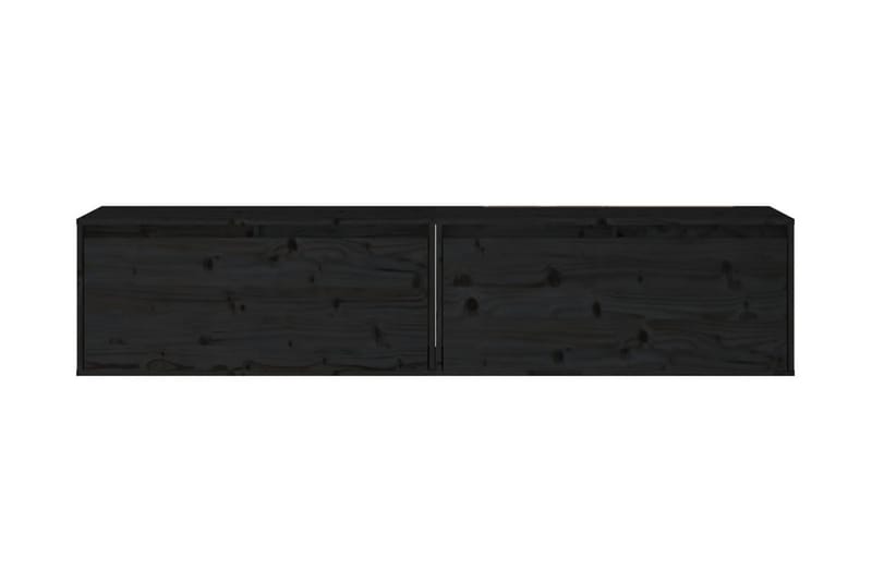 Väggskåp 2 st svart 80x30x35 cm massiv furu - Svart - Vägghylla