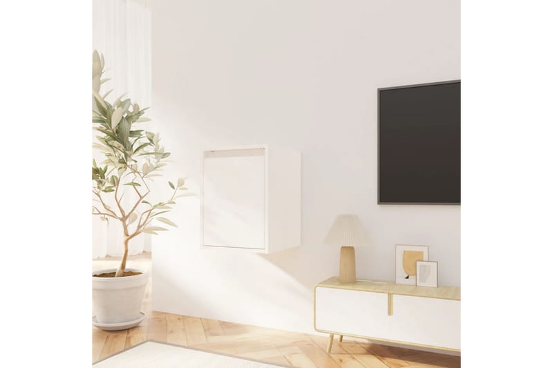 Väggskåp 2 st vit 30x30x40 cm massiv furu - Vit - Förvaring - Hylla - Vägghylla