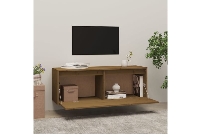 Väggskåp honungsbrun 100x30x35 cm massiv furu - Honung - Förvaring - Hylla - Vägghylla