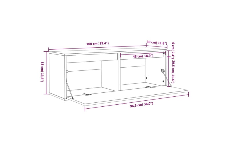 Väggskåp honungsbrun 100x30x35 cm massiv furu - Honung - Förvaring - Hylla - Vägghylla
