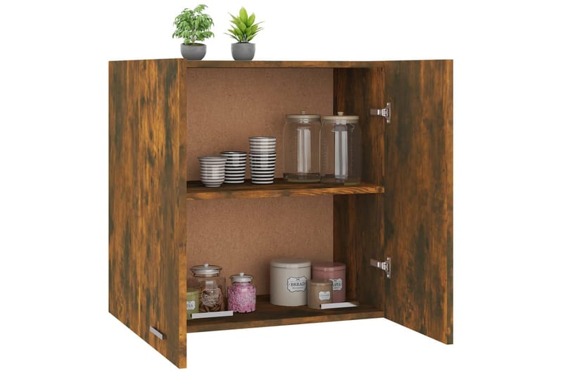 Väggskåp rökfärgad ek 60x31x60 cm konstruerat trä - Brun - Förvaring - Hylla - Vägghylla