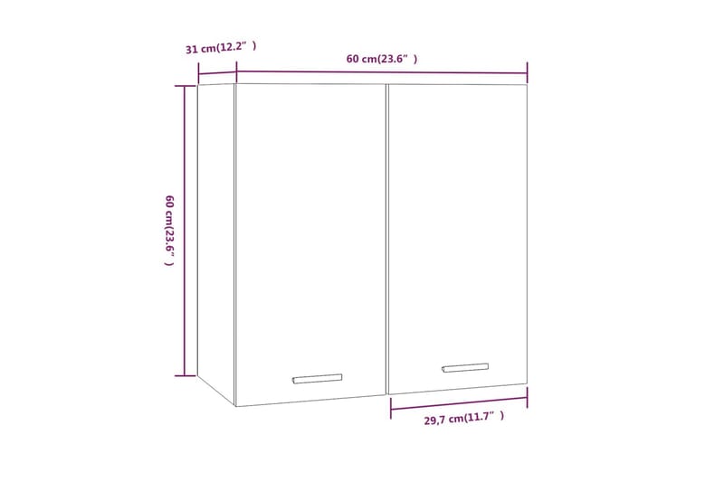Väggskåp rökfärgad ek 60x31x60 cm konstruerat trä - Brun - Förvaring - Hylla - Vägghylla
