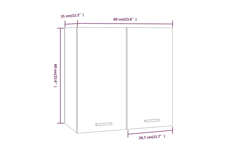 Väggskåp rökfärgad ek 60x31x60 cm konstruerat trä - Brun - Vägghylla