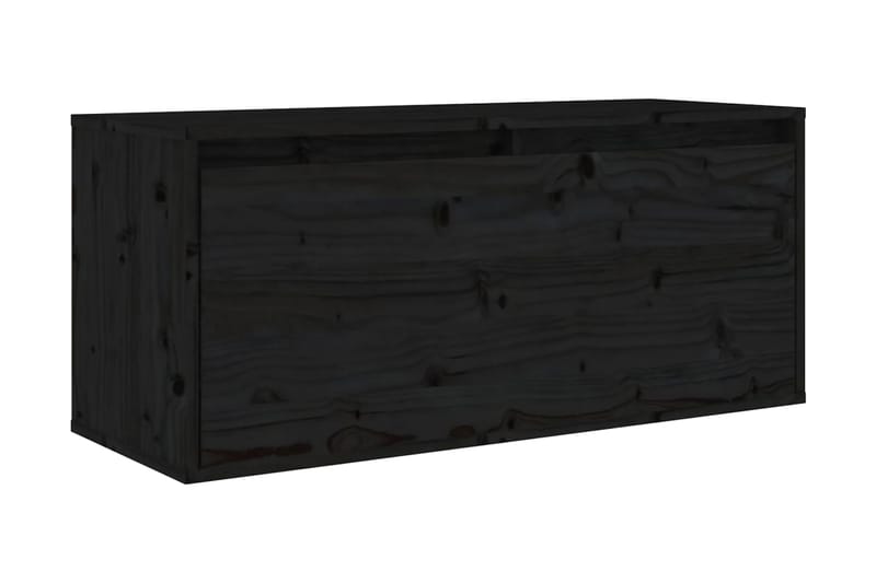 Väggskåp svart 80x30x35 cm massiv furu - Svart - Förvaring - Hylla - Vägghylla