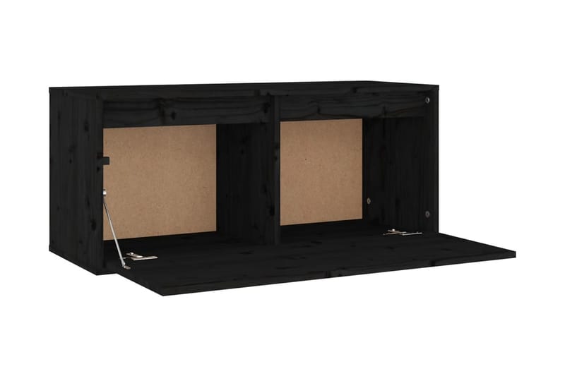 Väggskåp svart 80x30x35 cm massiv furu - Svart - Förvaring - Hylla - Vägghylla