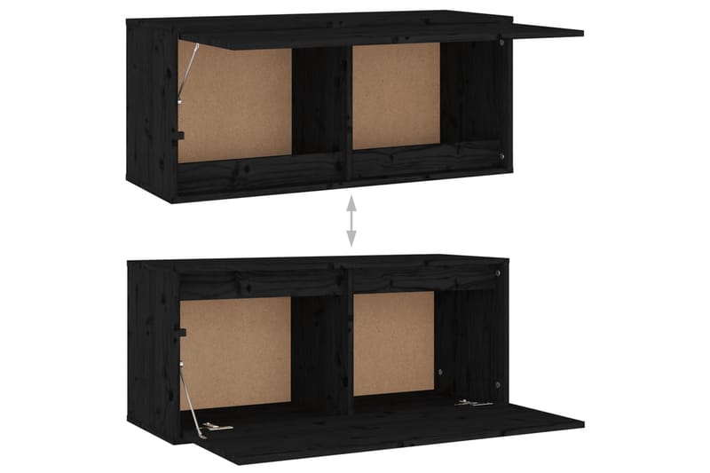 Väggskåp svart 80x30x35 cm massiv furu - Svart - Förvaring - Hylla - Vägghylla