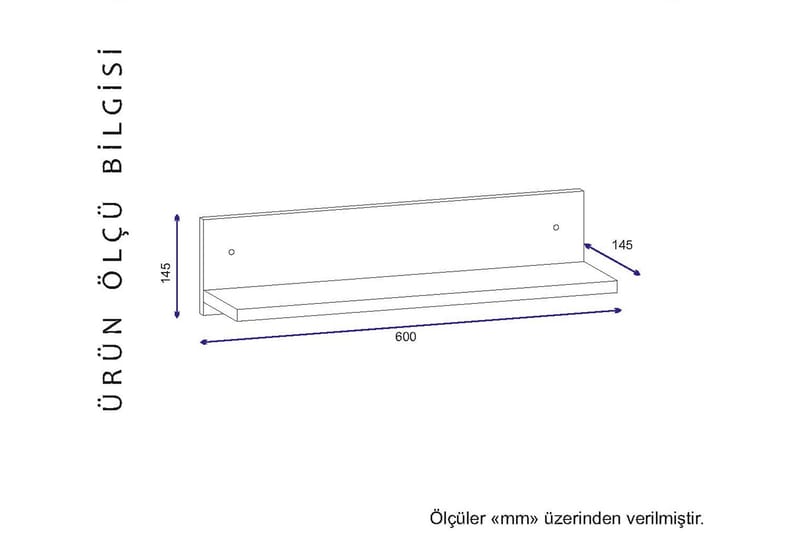 Vellavie Vägghylla 60 cm - Vit/Valnöt - Vägghylla