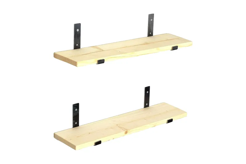 Wayte Vägghylla 60 cm i Trä med Metallstativ Svart/Ek, Svart/Ek