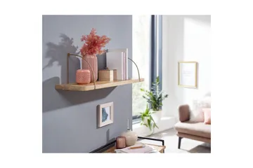 Vägghylla Wohnling massivt trä, metallhänghylla, industriell loftstil 80 cm - 80 cm - Förvaring - Hylla - Vägghylla