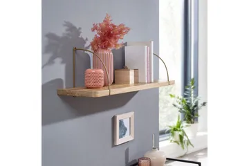 Vägghylla Wohnling massivt trä, metallhänghylla, industriell loftstil 80 cm - 80 cm - Förvaring - Hylla - Vägghylla