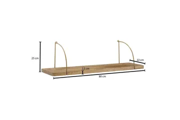 Vägghylla Wohnling massivt trä, metallhänghylla, industriell loftstil 80 cm - 80 cm - Förvaring - Hylla - Vägghylla
