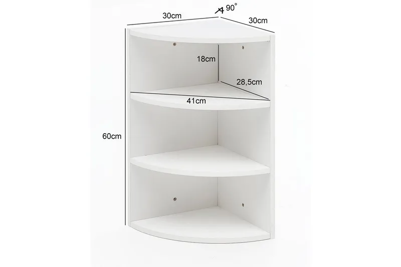 Vägghylla Wohnling melaminbelagd spånskiva, hörnhyllförvaring, modern stil Vit - Vit - Förvaring - Hylla - Hörnhylla