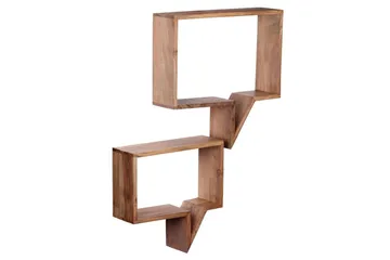 Vägghylla Wohnling Set med 2 solid trähyllor i form av pratbubblor, modern loftstil Akacia - Akacia - Förvaring - Hylla - Vägghylla