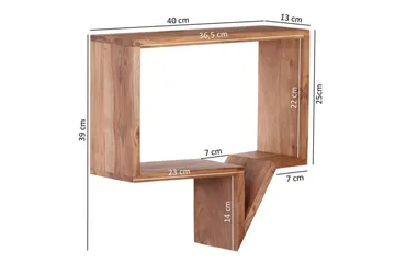 Vägghylla Wohnling Set med 2 solid trähyllor i form av pratbubblor, modern loftstil Akacia - Akacia - Förvaring - Hylla - Vägghylla