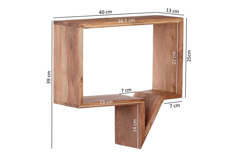 Vägghylla Wohnling Set med 2 solid trähyllor i form av pratbubblor, modern loftstil Akacia - Akacia - Förvaring - Hylla - Vägghylla