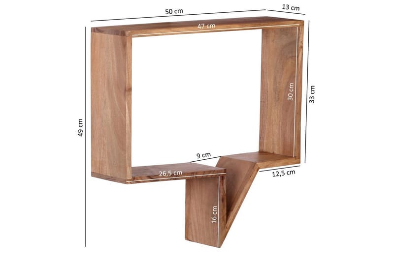 Vägghylla Wohnling Set med 2 solid trähyllor i form av pratbubblor, modern loftstil Akacia - Akacia - Förvaring - Hylla - Vägghylla