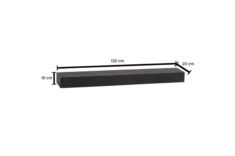 Vägghylla Wohnling svart stenoptik, väggmonterad, svävande hylla, modern loftstil 120 cm - 120 cm - Förvaring - Hylla - Vägghylla