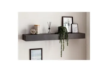 Vägghylla Wohnling svart stenoptik, väggmonterad, svävande hylla, modern loftstil 120 cm - 120 cm - Förvaring - Hylla - Vägghylla