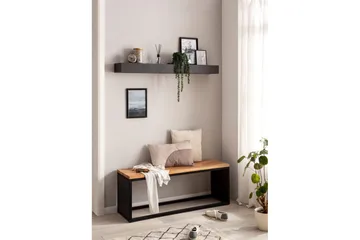 Vägghylla Wohnling svart stenoptik, väggmonterad, svävande hylla, modern loftstil 120 cm - 120 cm - Förvaring - Hylla - Vägghylla