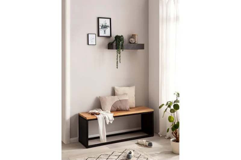 Vägghylla Wohnling svart stenoptik, väggmonterad, svävande hylla, modern loftstil 60 cm - 60 cm - Förvaring - Hylla - Vägghylla