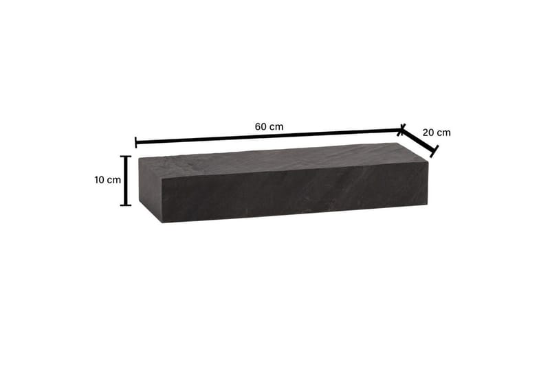 Vägghylla Wohnling svart stenoptik, väggmonterad, svävande hylla, modern loftstil 60 cm - 60 cm - Förvaring - Hylla - Vägghylla