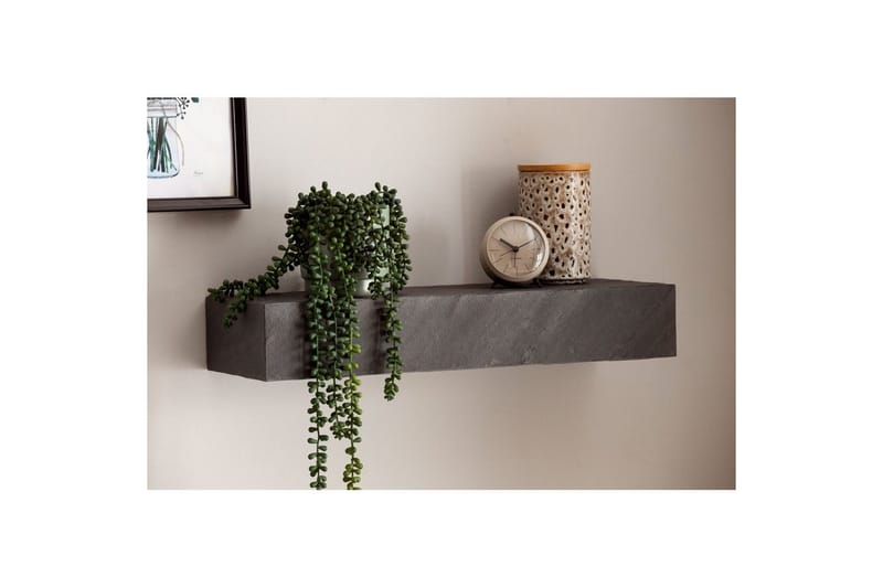 Vägghylla Wohnling svart stenoptik, väggmonterad, svävande hylla, modern loftstil 60 cm - 60 cm - Förvaring - Hylla - Vägghylla