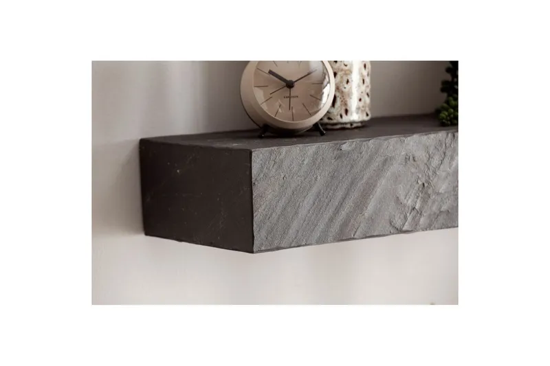 Vägghylla Wohnling svart stenoptik, väggmonterad, svävande hylla, modern loftstil 90 cm - 90 cm - Förvaring - Hylla - Vägghylla
