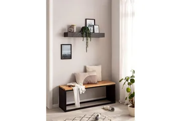 Vägghylla Wohnling svart stenoptik, väggmonterad, svävande hylla, modern loftstil 90 cm - 90 cm - Förvaring - Hylla - Vägghylla