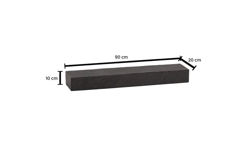 Vägghylla Wohnling svart stenoptik, väggmonterad, svävande hylla, modern loftstil 90 cm - 90 cm - Förvaring - Hylla - Vägghylla