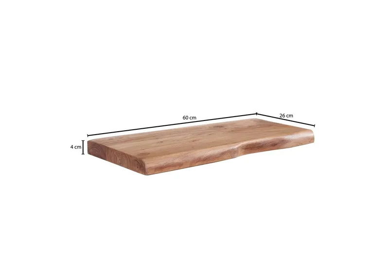 Vägghylla Wohnling träkant, massivt trä, flytande hylla, lantlig stil 60 cm - 60 cm - Förvaring - Hylla - Vägghylla
