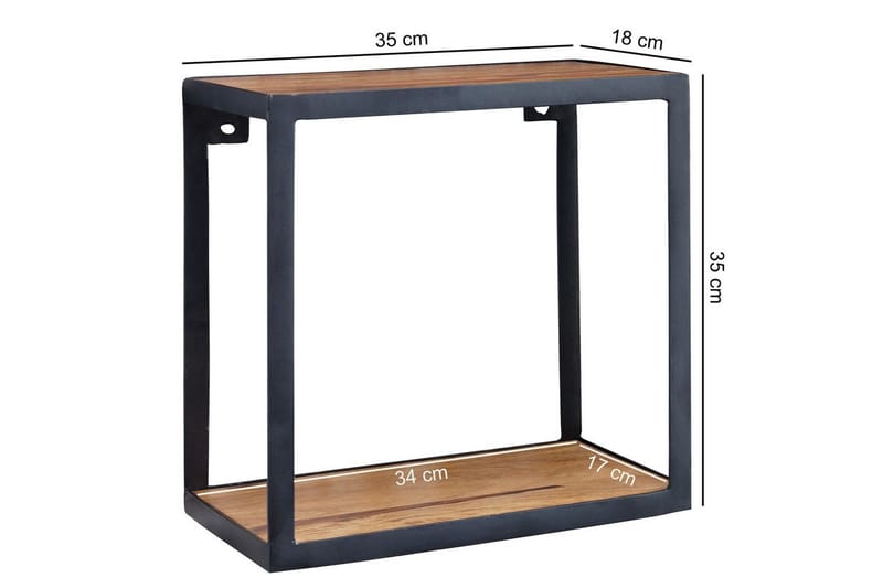 Vägghylla Wohnling Puri Massivt Trä Metallram Väggmonterad Industriell - Förvaring - Hylla - Vägghylla