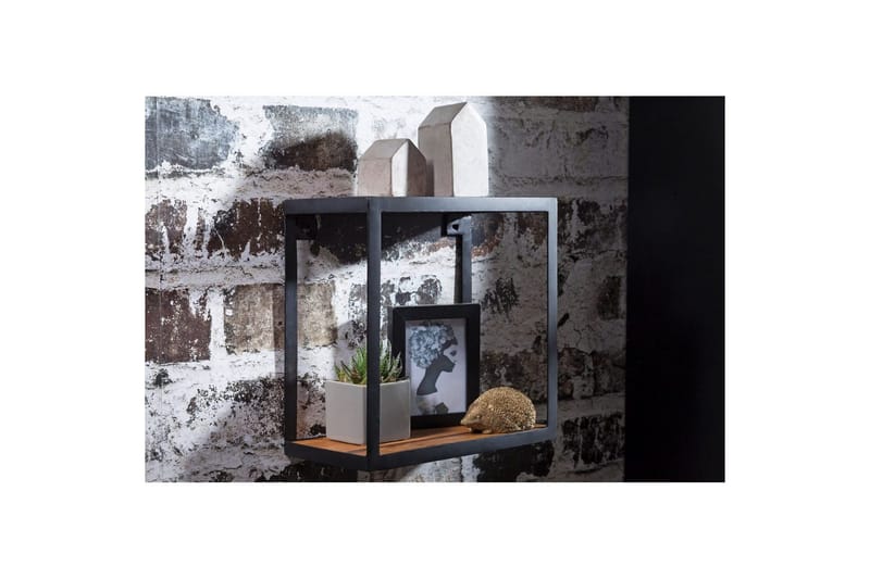 Vägghylla Wohnling Puri Massivt Trä Metallram Väggmonterad Industriell - Förvaring - Hylla - Vägghylla