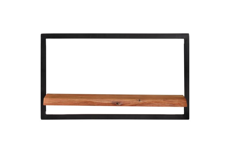 Vägghyllor 2 st 60x25x35 cm massivt akaciaträ och stål - Brun - Förvaring - Hylla - Vägghylla
