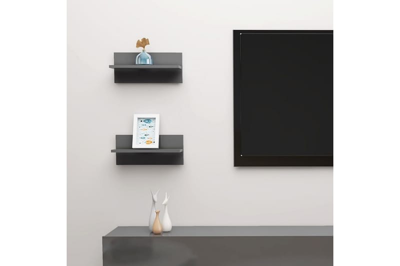 Vägghyllor 2 st grå högglans 40x11,5x18 cm - Grå högglans - Förvaring - Hylla - Vägghylla