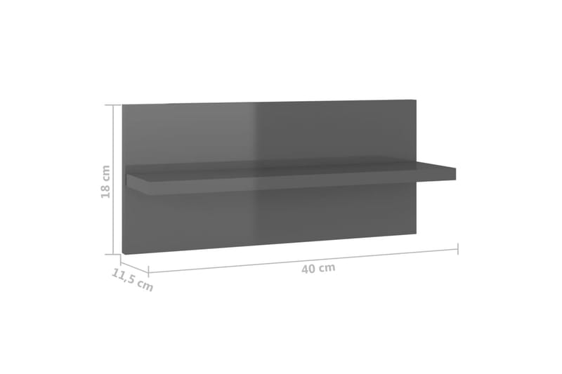 Vägghyllor 2 st grå högglans 40x11,5x18 cm - Grå högglans - Förvaring - Hylla - Vägghylla