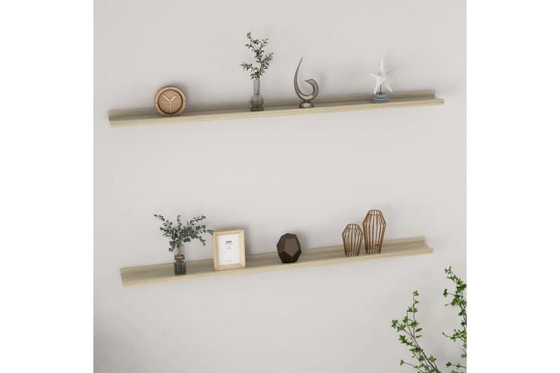 Vägghyllor 2 st sonoma-ek 115x9x3 cm - Ek - Förvaring - Hylla - Vägghylla