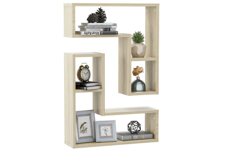 Vägghyllor 2 st sonoma-ek 50x15x50 cm spånskiva - Ek - Förvaring - Hylla - Vägghylla