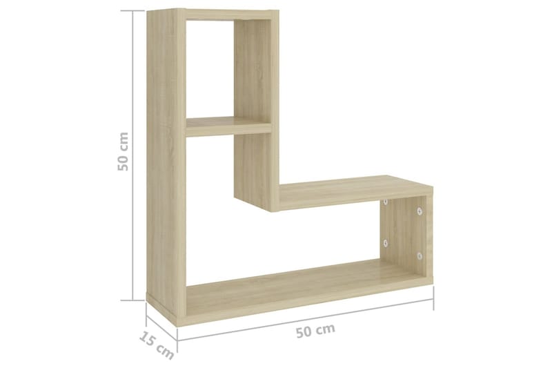 Vägghyllor 2 st sonoma-ek 50x15x50 cm spånskiva - Ek - Förvaring - Hylla - Vägghylla