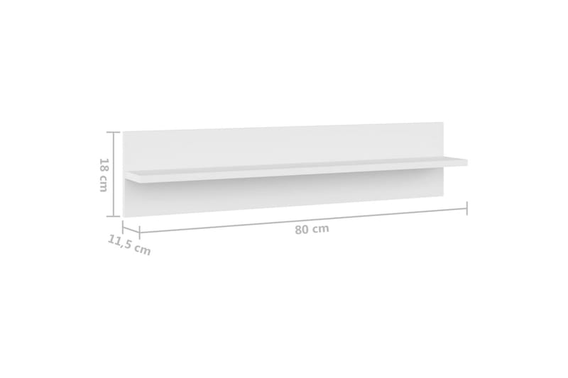 Vägghyllor 2 st vit 80x11,5x18 cm spånskiva - Vit - Förvaring - Hylla - Vägghylla