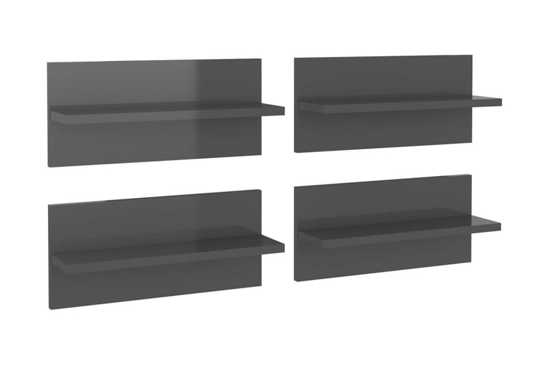 Vägghyllor 4 st grå högglans 40x11,5x18 cm - Grå högglans - Förvaring - Hylla - Vägghylla