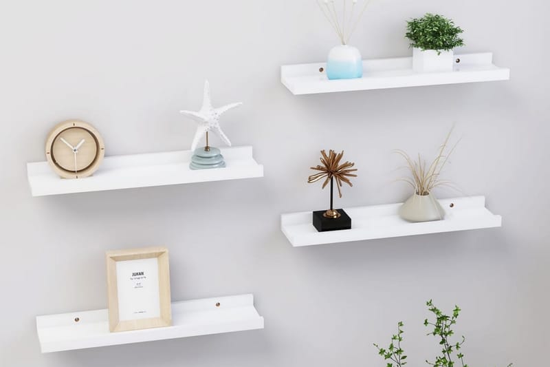 Vägghyllor 4 st vit 40x9x3 cm - Vit - Förvaring - Hylla - Vägghylla