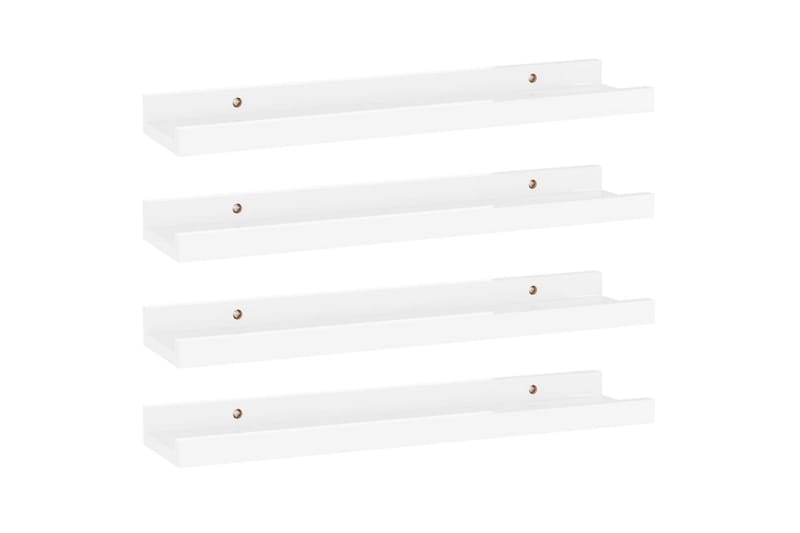 Vägghyllor 4 st vit högglans 40x9x3 cm - Vit högglans - Förvaring - Hylla - Vägghylla