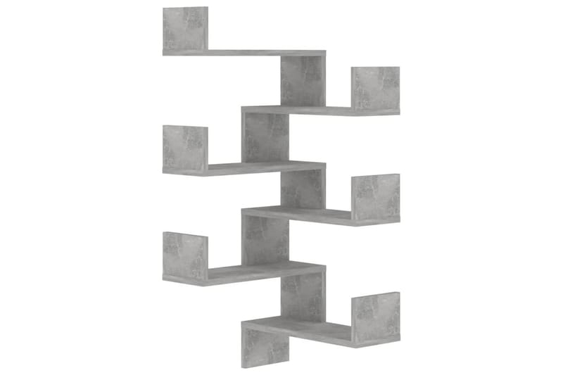 Vägghyllor hörn 2 st betonggrå 40x40x50 cm spånskiva - Betonggrå - Förvaring - Hylla - Vägghylla