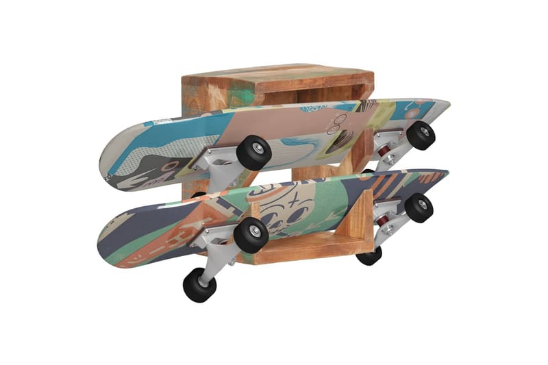 Väggmonterad skateboardhållare 25x20x30 cm återvunnet trä - Natur - Vägghylla