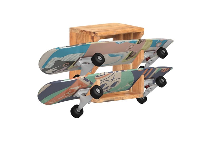 Väggmonterad skateboardhållare 25x20x30 cm massivt akaciaträ - Natur - Vägghylla