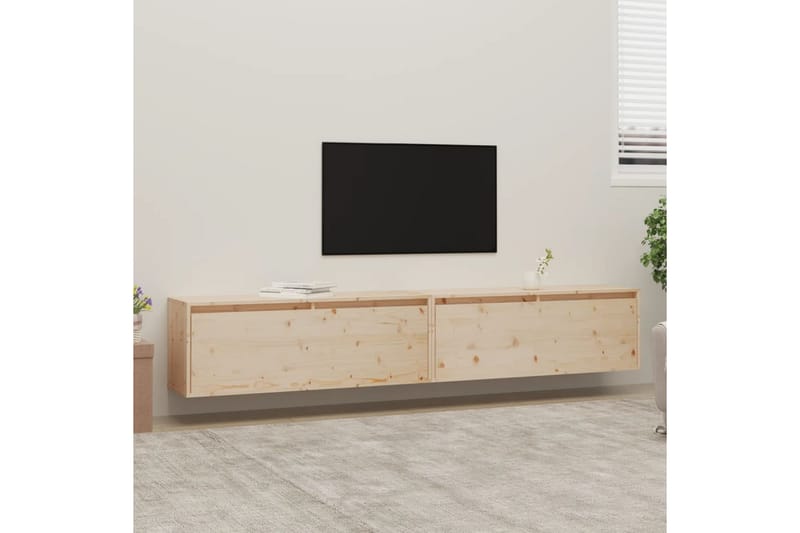 Väggskåp 2 st 100x30x35 cm massiv furu - Brun - Förvaring - Hylla - Vägghylla