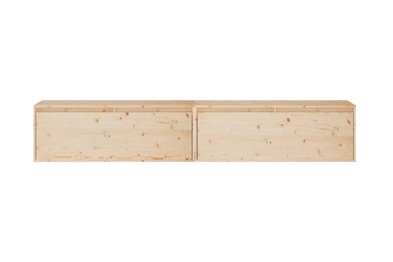Väggskåp 2 st 100x30x35 cm massiv furu - Brun - Förvaring - Hylla - Vägghylla