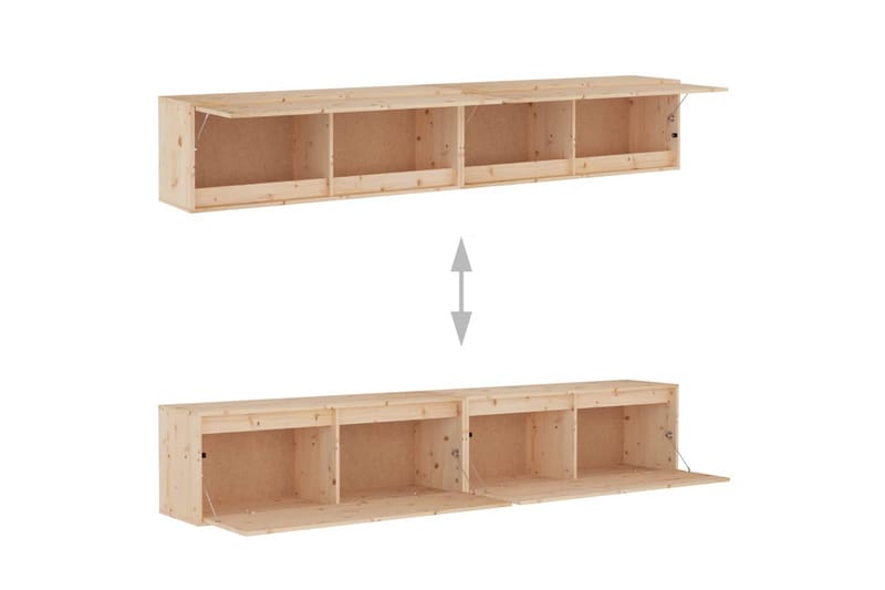 Väggskåp 2 st 100x30x35 cm massiv furu - Brun - Förvaring - Hylla - Vägghylla