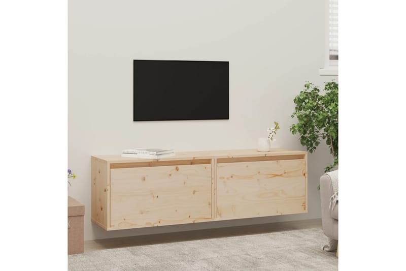 Väggskåp 2 st 60x30x35 cm massiv furu - Brun - Förvaring - Hylla - Vägghylla