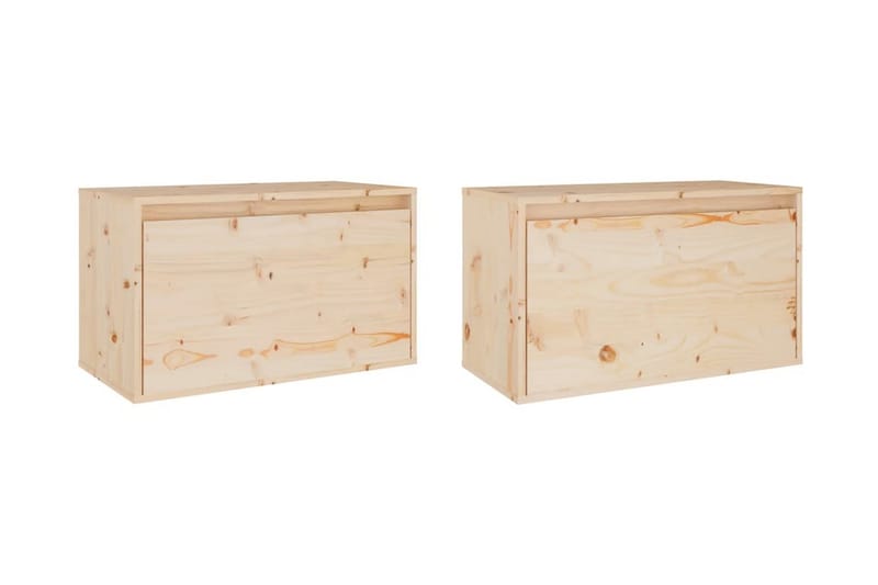 Väggskåp 2 st 60x30x35 cm massiv furu - Brun - Förvaring - Hylla - Vägghylla